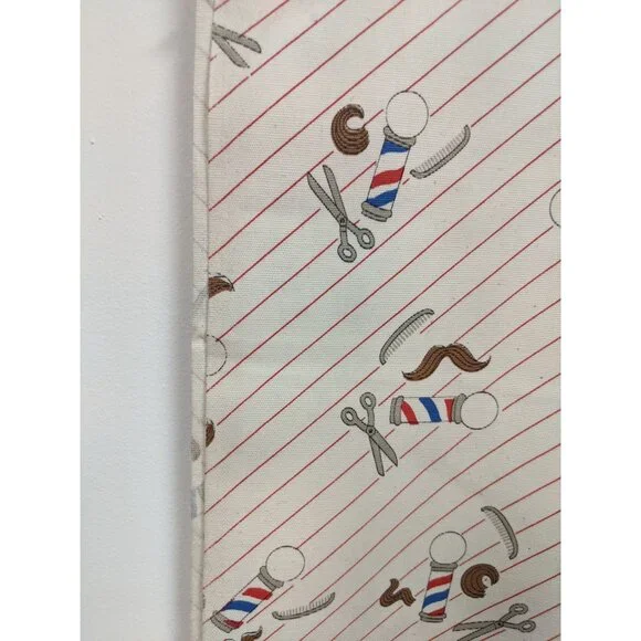 Vtg Fabric Cotton Blend Sport Cloth Barbershop Theme 44X10+ Yards Red White Blue